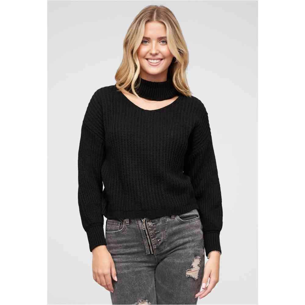 Cloud5ive - Standup turtleneck and Vneck Sweater - Black